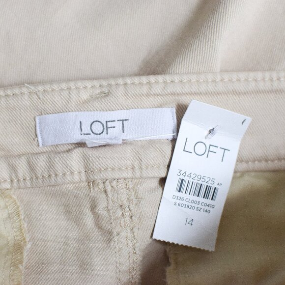 NWT Loft Palmer Wide Leg Pants Twill Tan Patch Pockets High Waisted Size 14 Prep - Picture 8 of 9